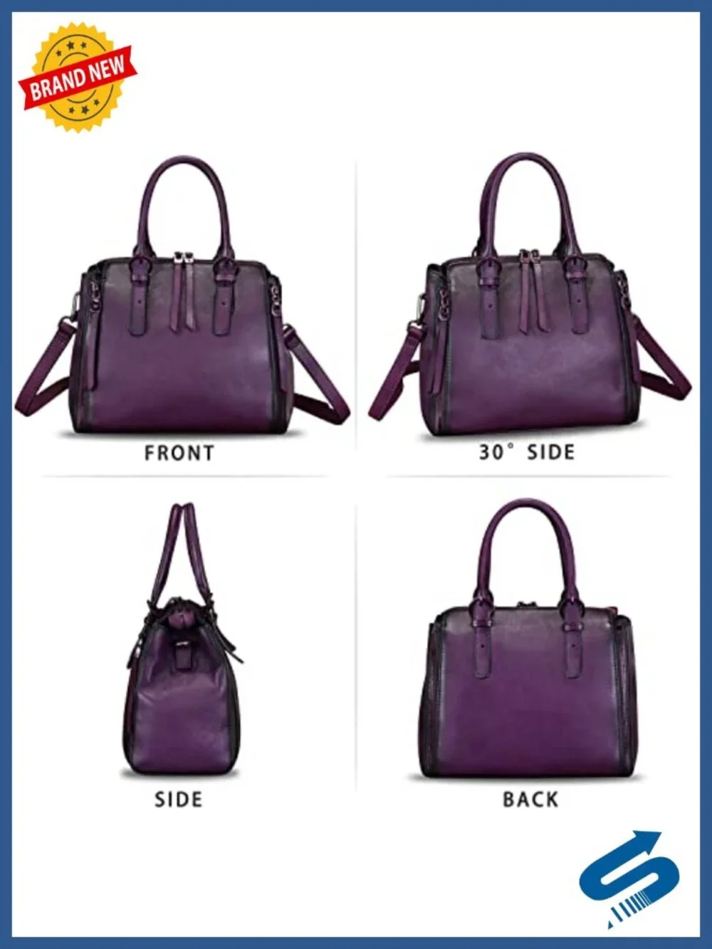 Genuine Leather Satchel Bag Vintage Crossbody Shoulder Handbag
